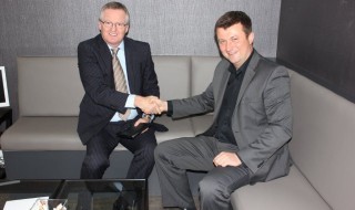 Eugene O’Mally (left) with Jim Hague (managing director). Eugene came to Hague Dental after having worked at A-dec for 16 years and has worked in the dental industry for 35 years