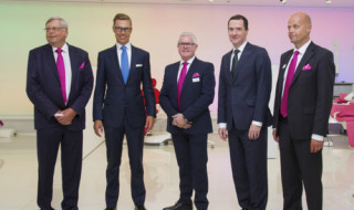 From left to right: Mr Heikki Kyöstilä, Mr. Alexander Stubb, Mr Karl O'Higgins, Mr George Osborne and Mr Jouko Nykänen